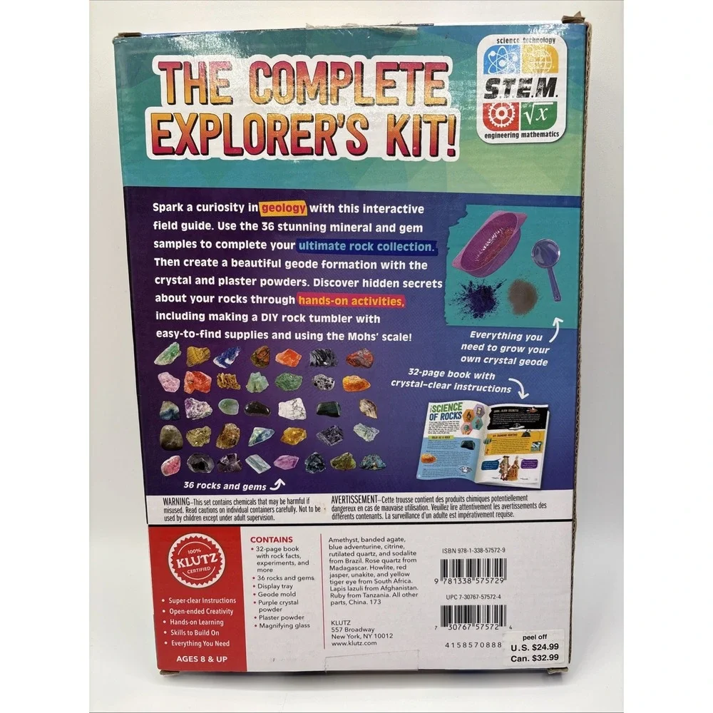 Rocks, Gems &‎ Geodes/ Make Lab .STEM Kit . Open Box/ Book Missing.